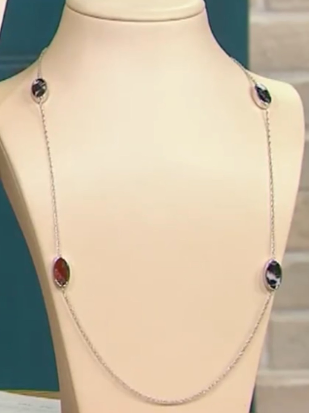 Generation Gems Sterling Silver Gemstone Necklace ~ WhtBffl/ChryBlsmJspr